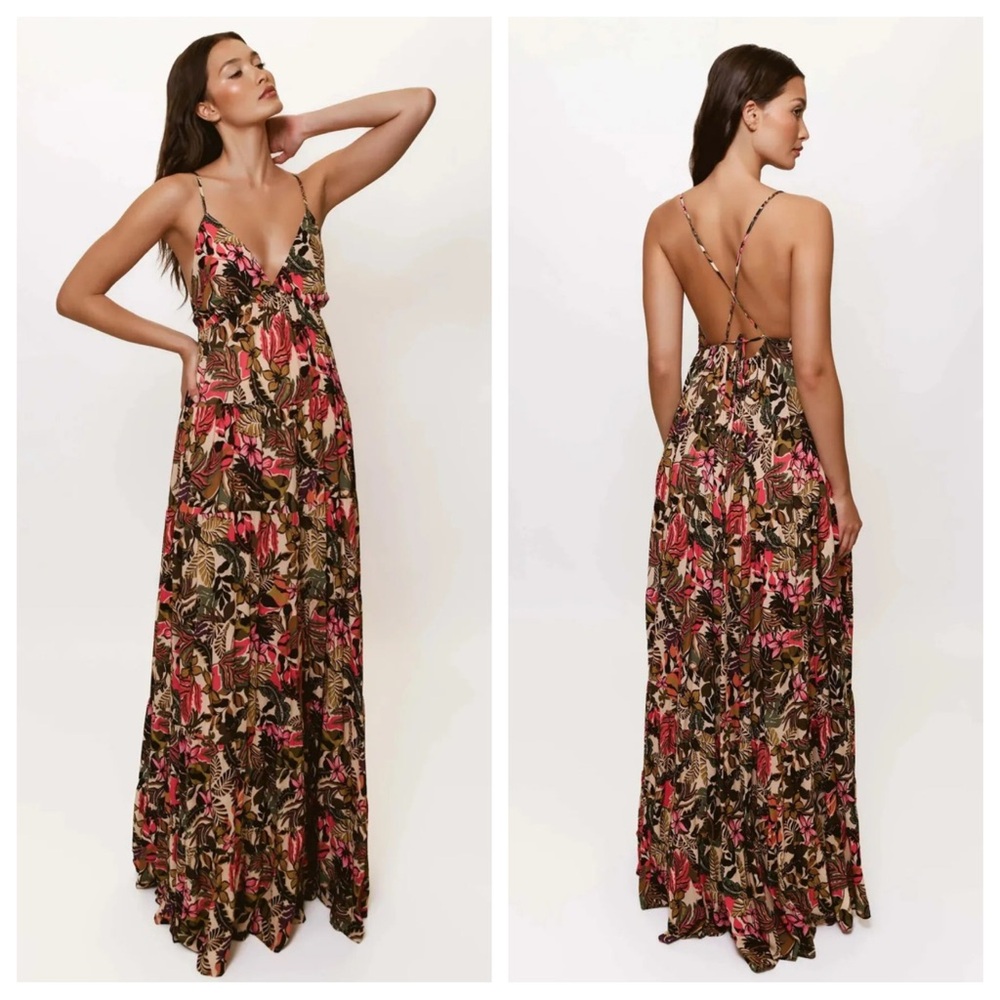 NWT Hutch Designs Romi Maxi Dress In Moody Vintage Tropical